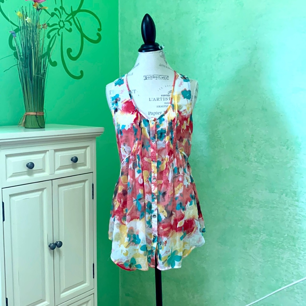 American Rag Cie 1984 sleeveless, button front top